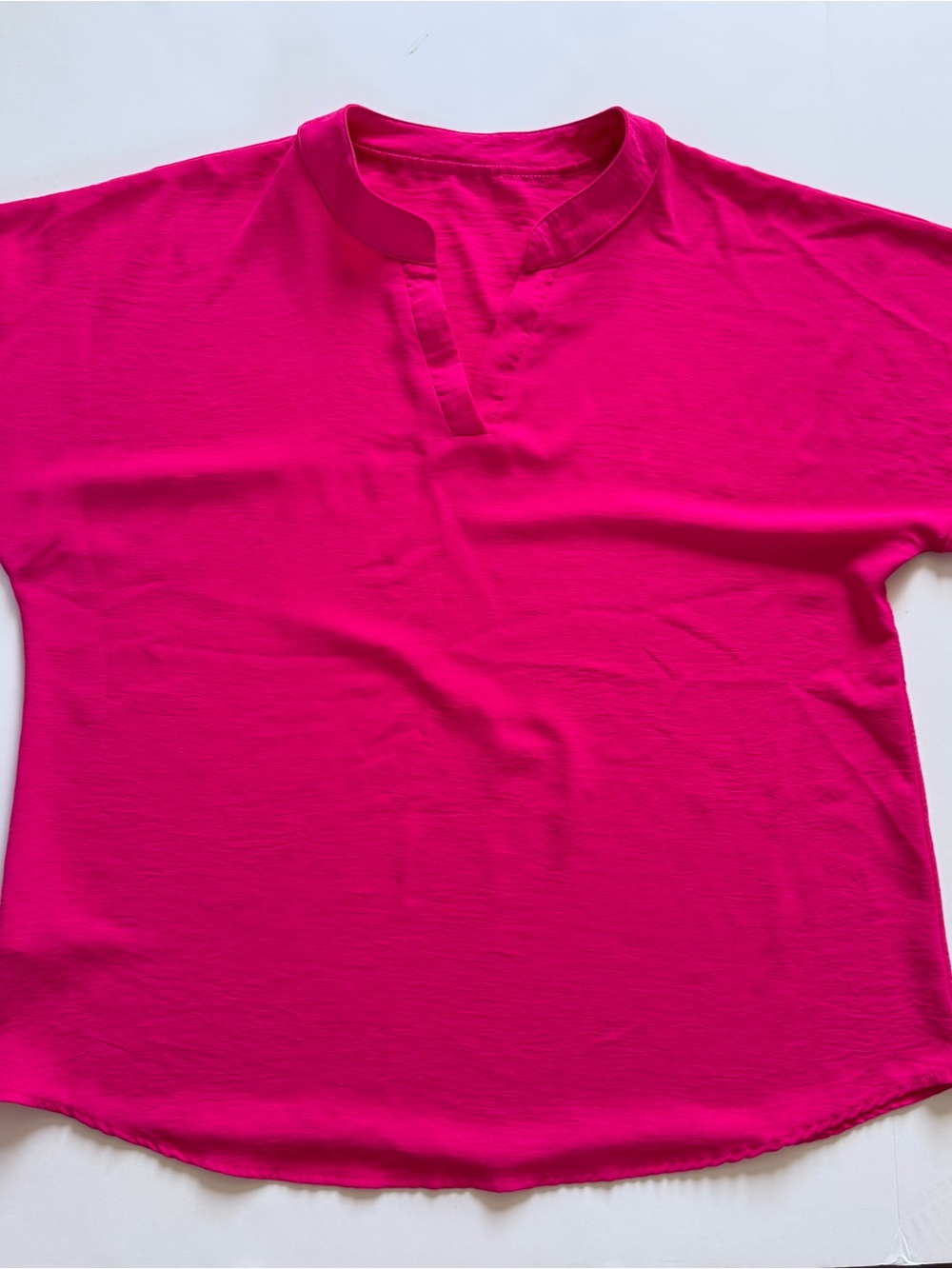Women’s Fuchsia Notch-Neck Cap Sleeve Top - Picture 2 of 6